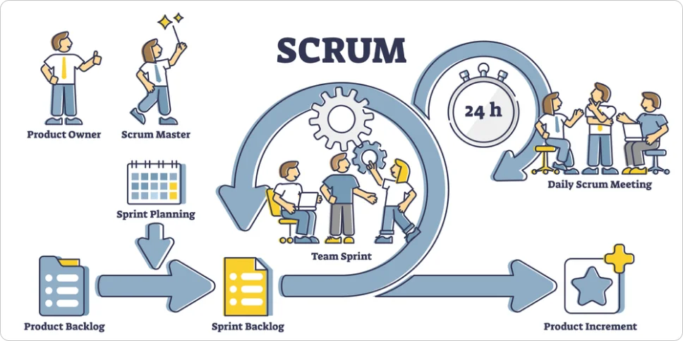 image showcasing scrum roles and details