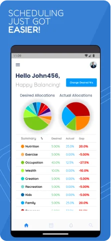 screenshot of balancer app